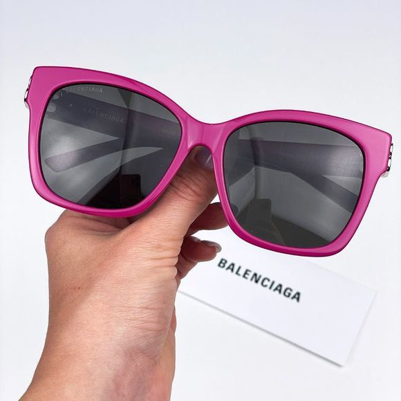 Balenciaga BB0102SA 013 Sunglasses Fuchsia Pink Grey Square Women main image 7